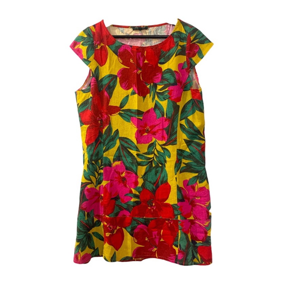 For Cynthia Sheath Midi Dress Petite Large Linen Blend Floral Print Beach Casual